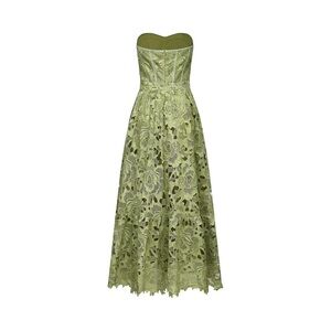 Elegant Green Lace Midi Dress